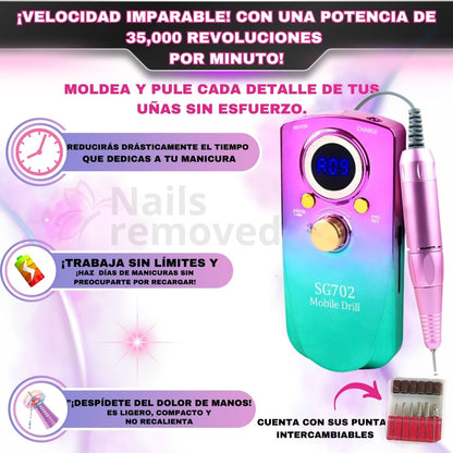 DRILL Profesional recargable SG-702|™️Talla, Pule y Lija con un 95% Menos de Esfuerzo en Minutos